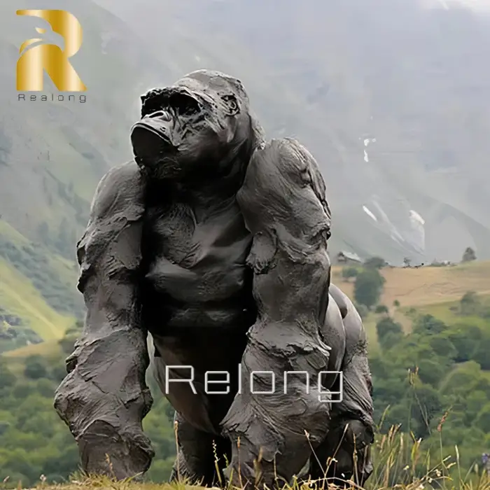 Outdoor Decoration Giant Metal Animal Casting Brass Bronze Gorilla Statue Sculpture