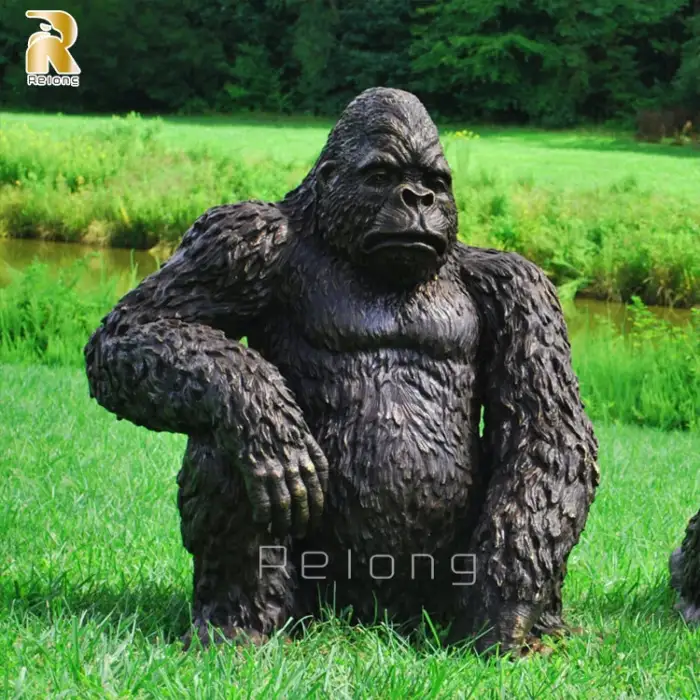 Outdoor Decoration Giant Metal Animal Casting Brass Bronze Gorilla Statue Sculpture