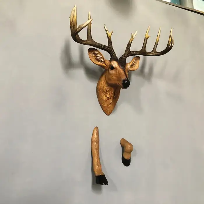 Nordic resin Deer wall hanging sculpture fiberglass statue for home decor