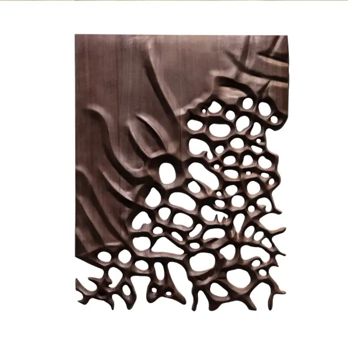 High sense of minimalist hanging wood decoration painting 3D wooden wall decor sculpture hollowed out wood art wall painting