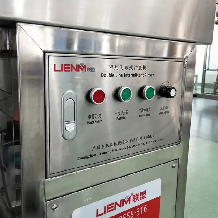 semi automatic double row intermittent glass bottle washing machine bottle cleaning machine