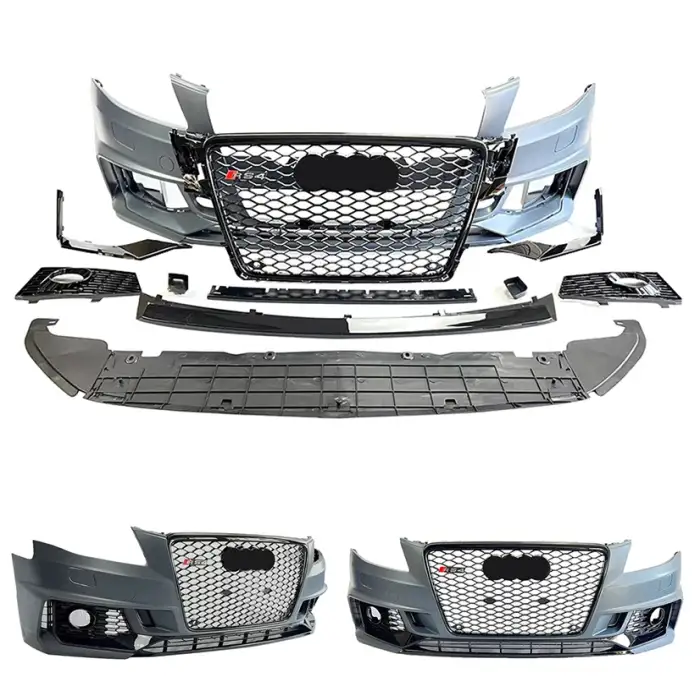 A4 B8 Body Kit Upgrade to B9 Style RS4 Front Bumper with Grille for Audi RS4 B8 Car Bodykit 2008-2012