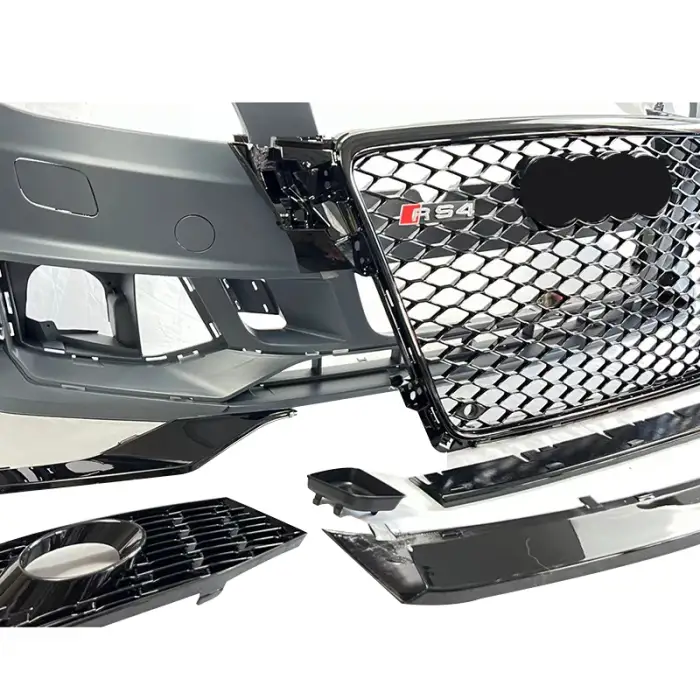 A4 B8 Body Kit Upgrade to B9 Style RS4 Front Bumper with Grille for Audi RS4 B8 Car Bodykit 2008-2012