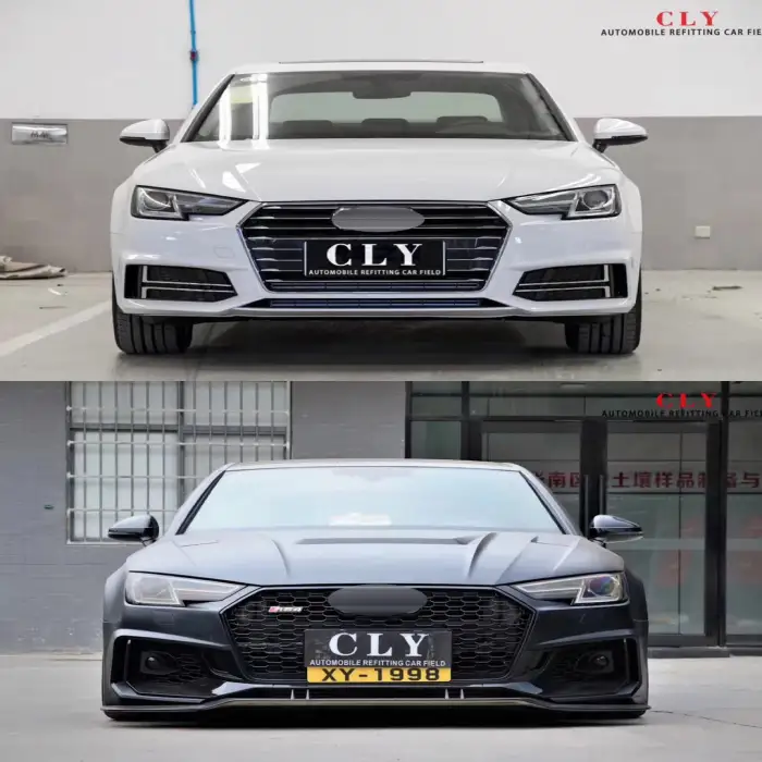 body kit For Audi a4 refitted to RS4 car bumper body kit front bumper with grill diffuser with exhaust pipe