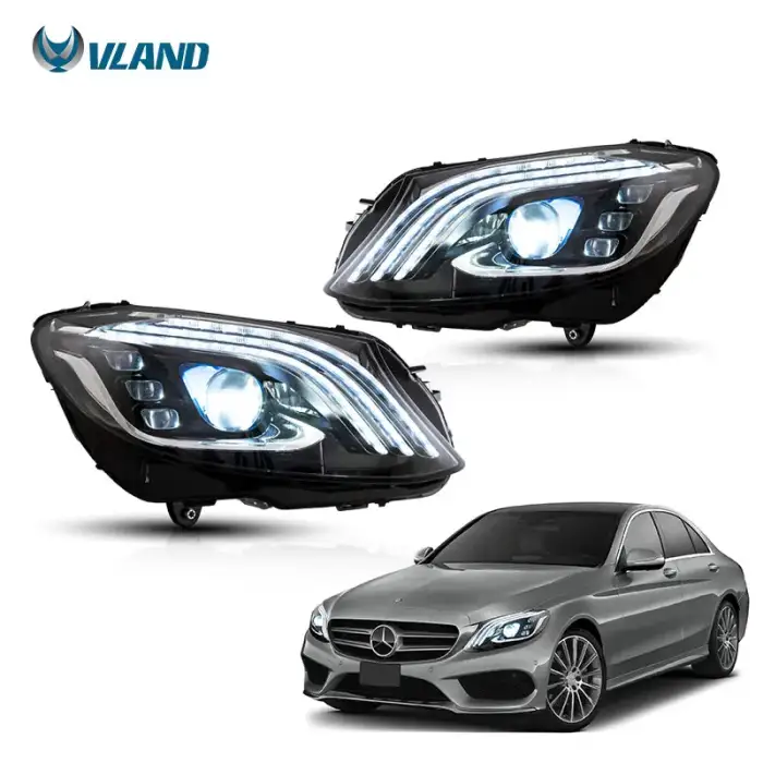 VLAND LED Headlight  C-Class W205 2015-2020 Accessories Body Kit Auto Parts Sequential Synth Bodykit for Mercedes-Benz