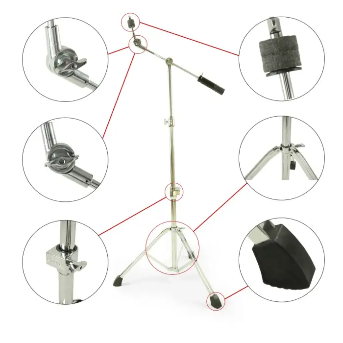 6 Piece Cymbal Stand Hardware Pack Set Percussion Drum Hardware Kit with Snare Hi-Hat Pedal Cymbal Boom Straight Cymbal Stand