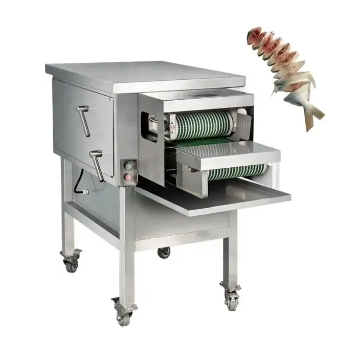 Heavy duty industrial meat pork seaweed micro-frozen fresh dry fish processing cutting machine