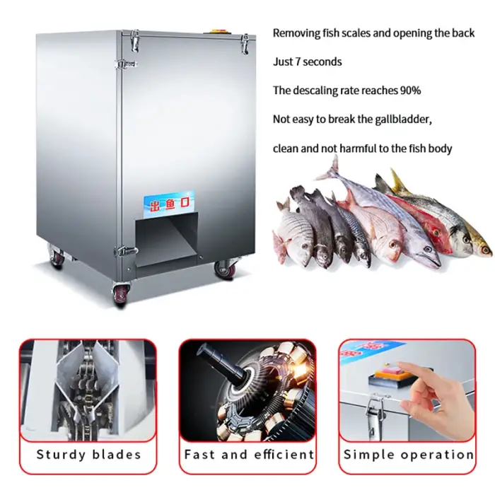 Full Automatic High Efficiency Commercial Stainless Steel Fish Processing Machines with Open Belly and Back Function