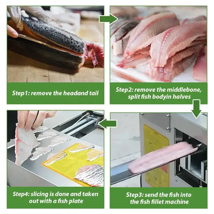 Automatic Cod Anchovy Trout Salmon Catfish Tilapia Fish Smoke Sashimi Slice Cut Slicer Fillet Machine