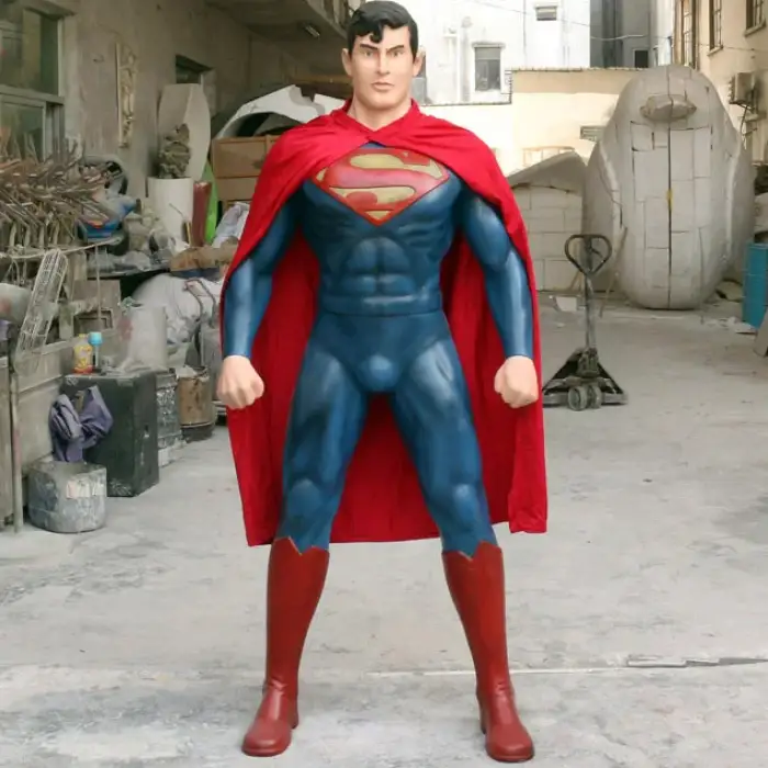 Super Hero Life Size Superman Statue Fiberglass Superman Sculpture