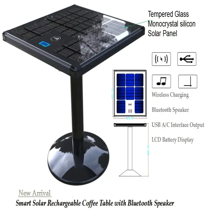 Multifunctional USB Wireless Phone Charging Smart Wifi Solar Garden Table