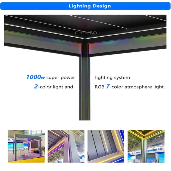 Regular Bioclimatica Pergola Electric Outdoor Aluminum Waterproof Garden Motorized Sustainable Pergola With Lights