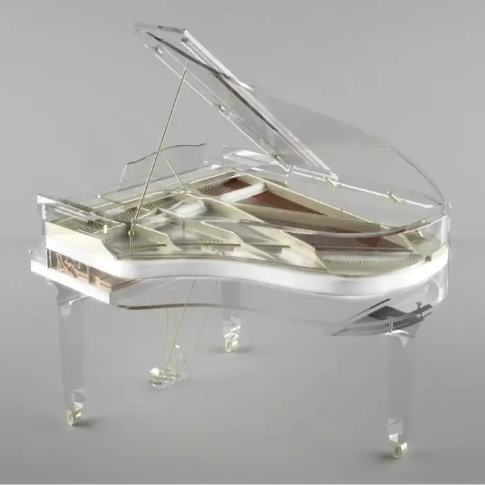 Transparent Crystal Acrylic Grand Piano with Bench Made from  Acrylic Sheets