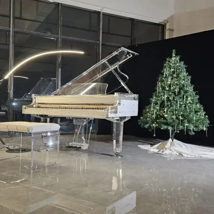 Transparent Crystal Acrylic Grand Piano with Bench Made from High Quality Acrylic Sheets