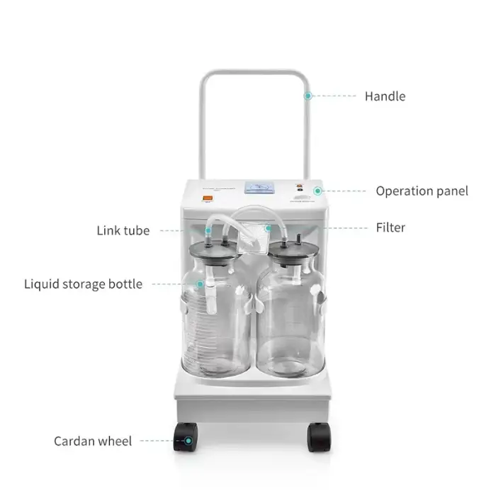 Mn-SM003 Hospital Surgical Portable Suction Units With Two Glasses Bottles