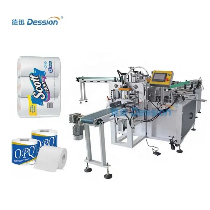 Automatic Toilet Paper Cutting and Packing Machine Single Roll Multi roll Toilet Paper Packaging Machine