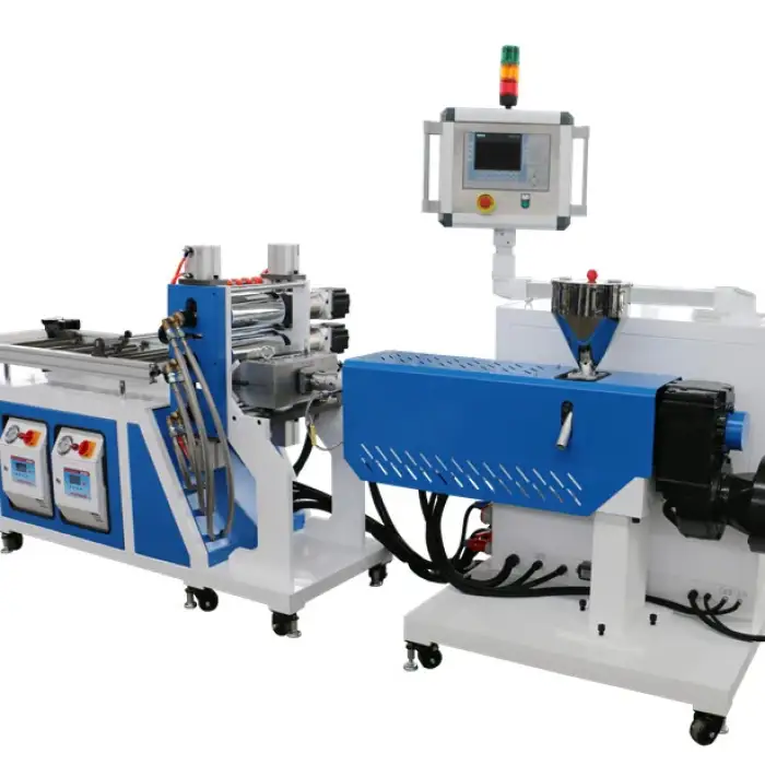 Jwell Lab Small PETG PVC PET EVA LDPE HDPE PP sheet making machine extruder production line