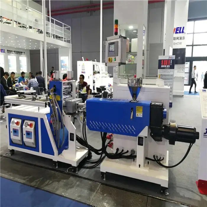 Jwell Lab Small PETG PVC PET EVA LDPE HDPE PP sheet making machine extruder production line