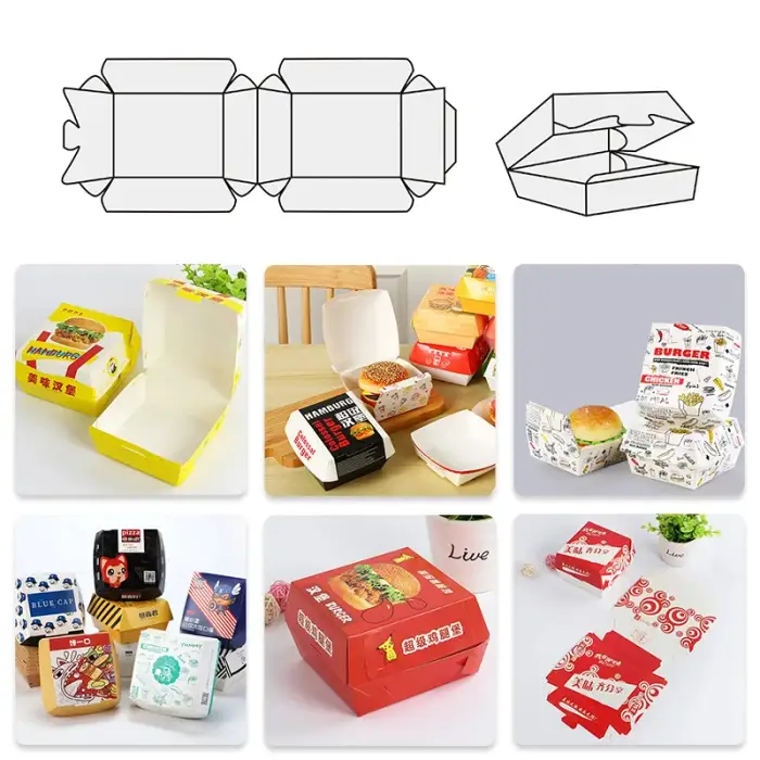 5.6w High Quality Paper Hamburger Box Machine For Disposable Paper Lunch Burger Box