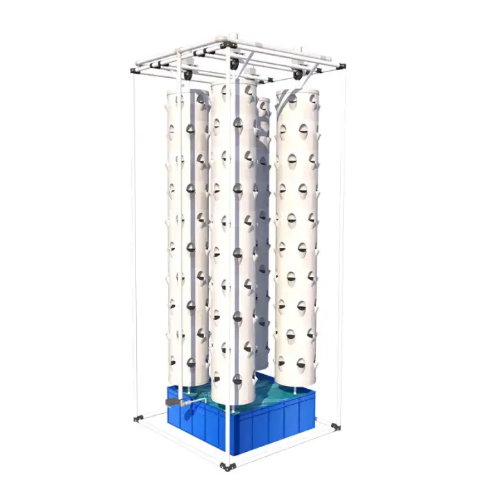 Rotating tower vegetable growing tower hydroponic farm with LED growing light with frame Vertical hydroponic system