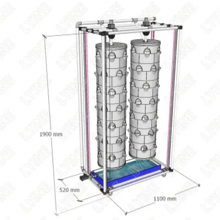 Rotating tower vegetable growing tower hydroponic farm with LED growing light with frame Vertical hydroponic system