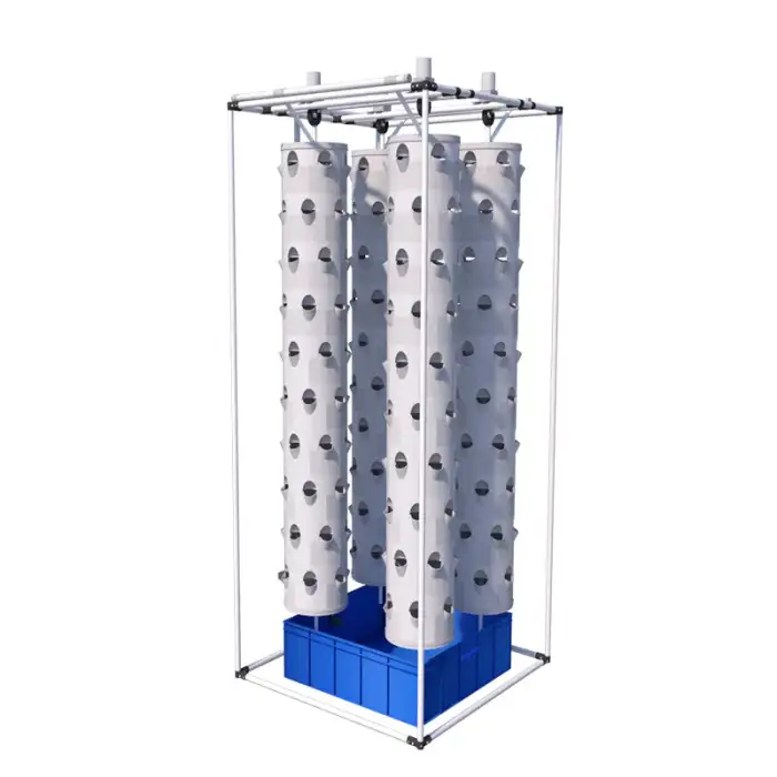 Rotating tower vegetable growing tower hydroponic farm with LED growing light with frame Vertical hydroponic system