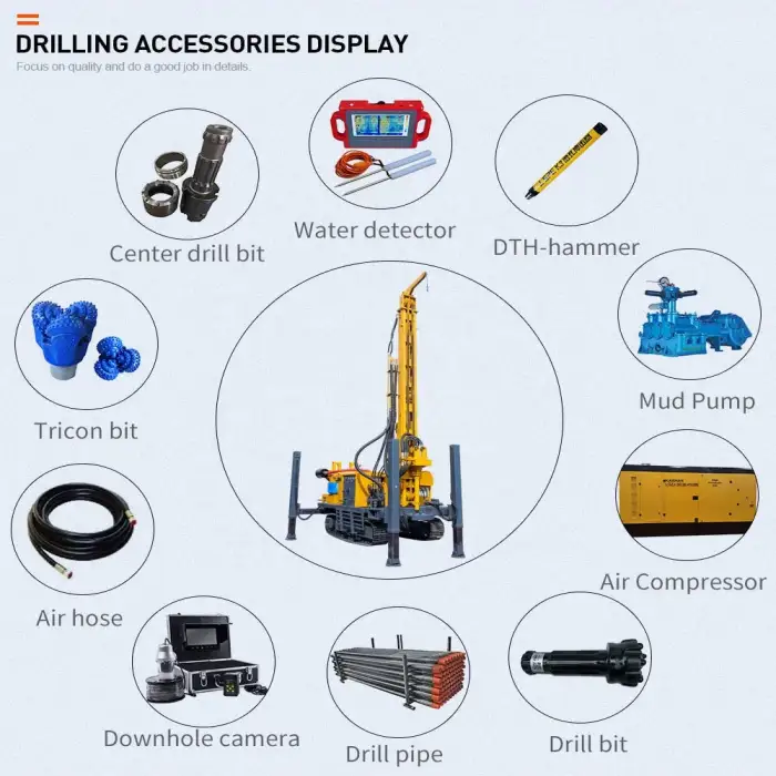 Hengwang 600m 500m 400m track mounted deep borehole water well drilling rig machine for sale