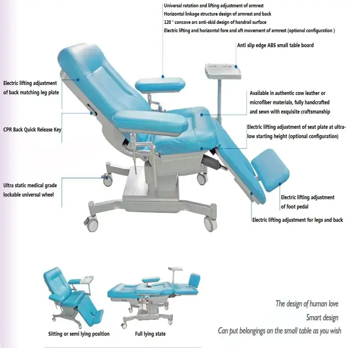 Dialysis Chair LV-B130D ospital Electric Blood Collection Chair Patient Use Donation Dialysis Chair Adjustable Transfusion