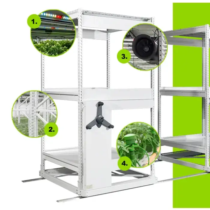 vertical farming 2 layers mobile vertical grow rack systems for indoor farming