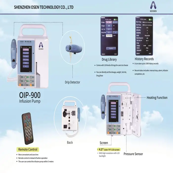 Electric Automatical IV Infusion Pump can be with Heating Function portable infusion pumps oem