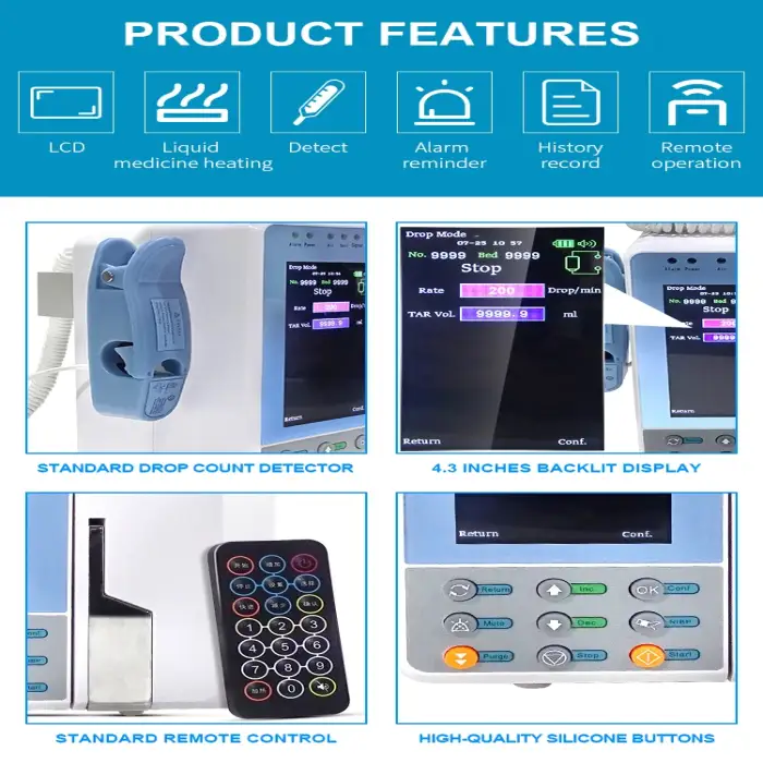 Electric Automatical IV Infusion Pump can be with Heating Function portable infusion pumps oem