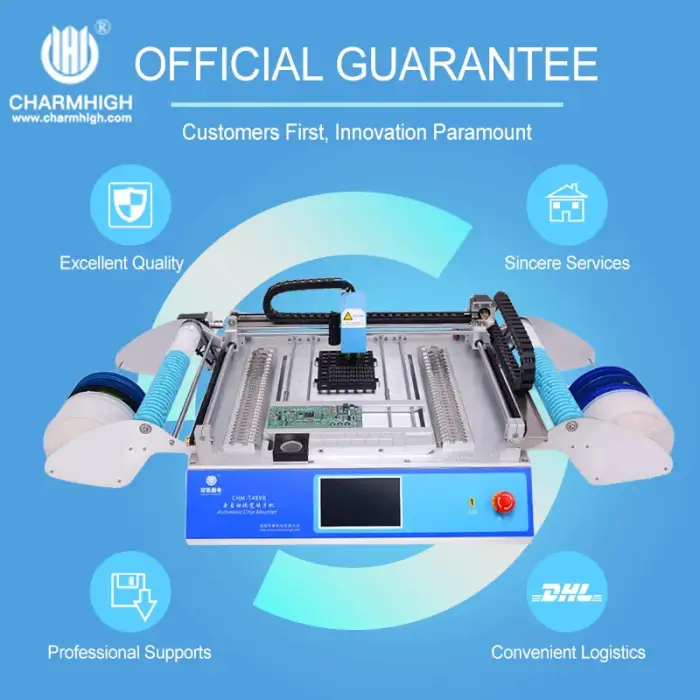 Two cameras Smd Led Production Line SMT Pick and Place Machine CHM-T48VB, visual smt pick and place machine, 58 feeders SMT