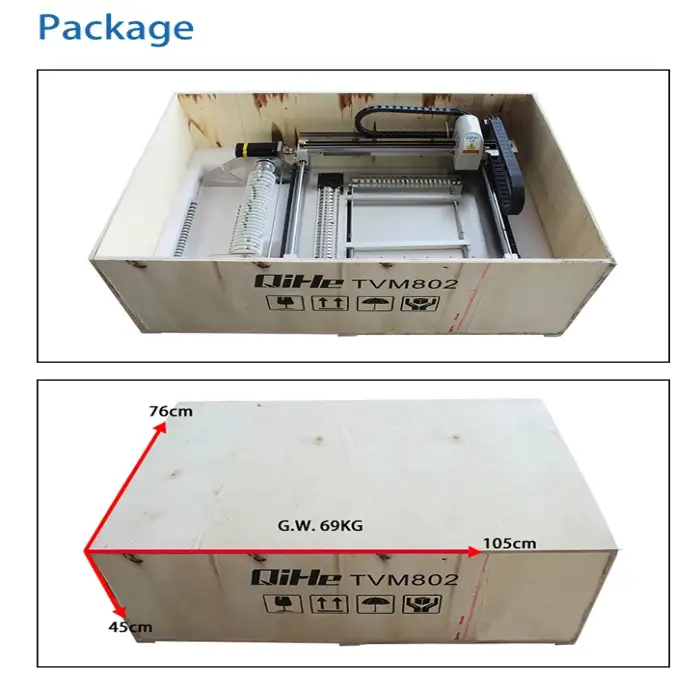 Hot Sell 2024 QIHE 2 Placement Heads Chip Mounter TVM802AX High Speed SMT Pick Place Machine PCB Making Production Line