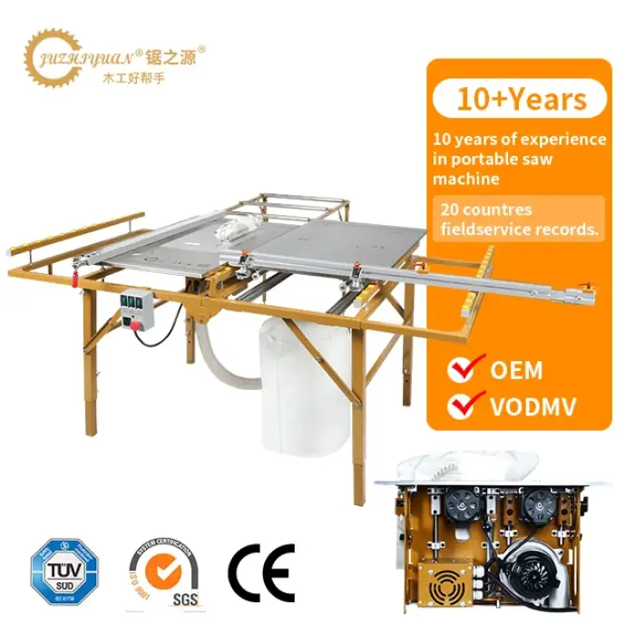 High Accuracy Portable Saw Machine with L-Size Table Sliding Woodworking Machinery for Wood Cutting New Used with 220V Motor