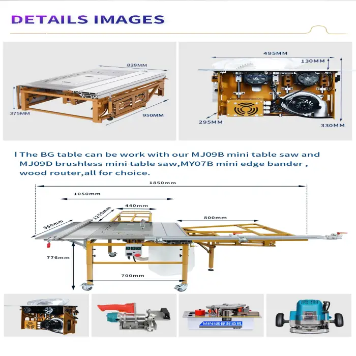 Portable L-Size 220V Sliding Table Panel Saw Machine Durable Motor Woodworking Machinery for Farm and Home Use