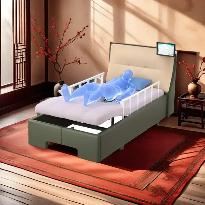 Deluxe intelligent bed featuring automatic backrest angle control and automatic air supply for personalized elderly care