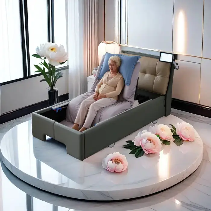 Deluxe intelligent bed featuring automatic backrest angle control and automatic air supply for personalized elderly care