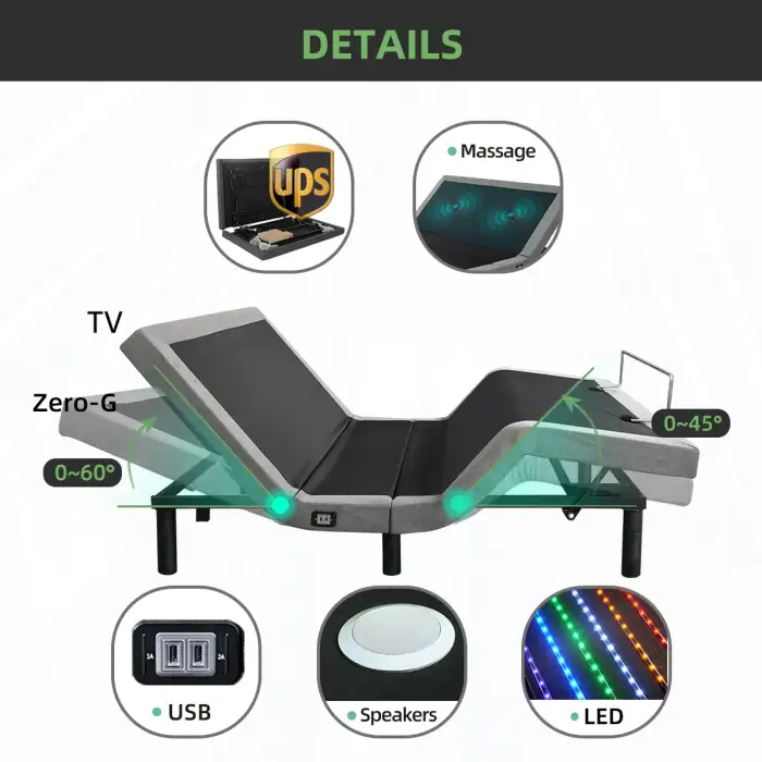 Innovative Versatile Smart Split Queen Adjustable Electric Bed With Remote Control For The Elderly