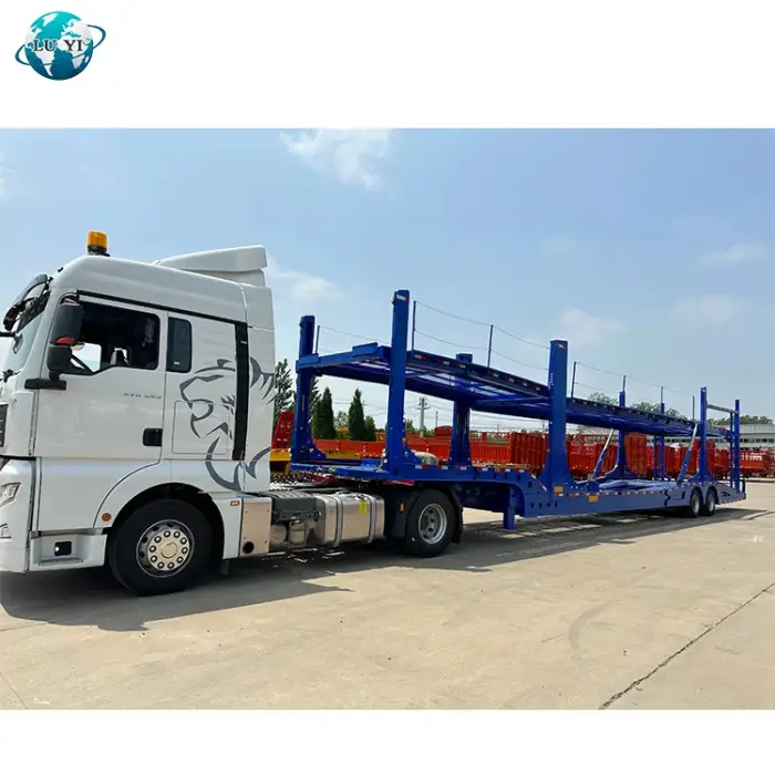 Luyi 2 axle 6 car two floor Double Deck vehicle truck trailers hauler car transport trailer car carrier semi trailer