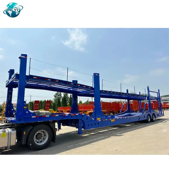 Luyi 2 axle 6 car two floor Double Deck vehicle truck trailers hauler car transport trailer car carrier semi trailer