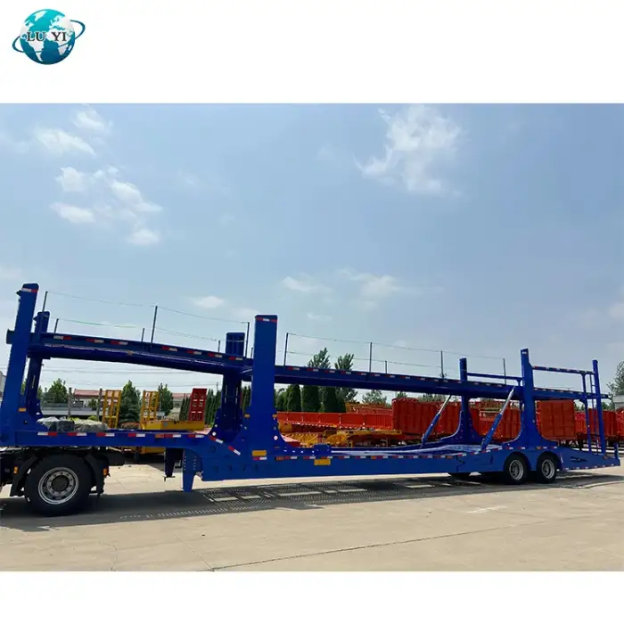 Luyi 2 axle 6 car two floor Double Deck vehicle truck trailers hauler car transport trailer car carrier semi trailer