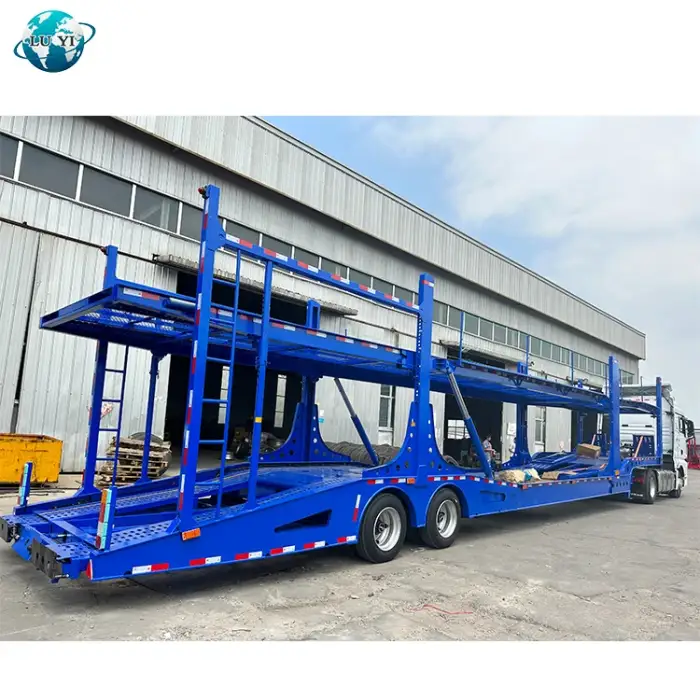 Luyi 2 axle 6 car two floor Double Deck vehicle truck trailers hauler car transport trailer car carrier semi trailer