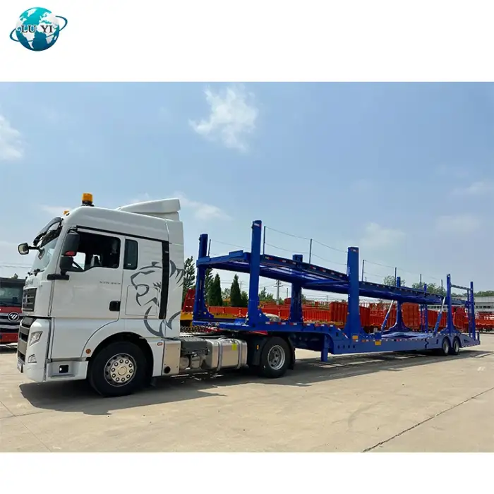 Luyi 2 axle 6 car two floor Double Deck vehicle truck trailers hauler car transport trailer car carrier semi trailer