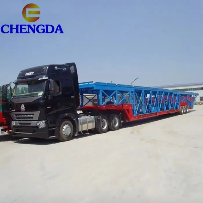 2 Axles Vehicle Transport Car Carrier Truck Trailer Hydraulic Car Transport Trailer