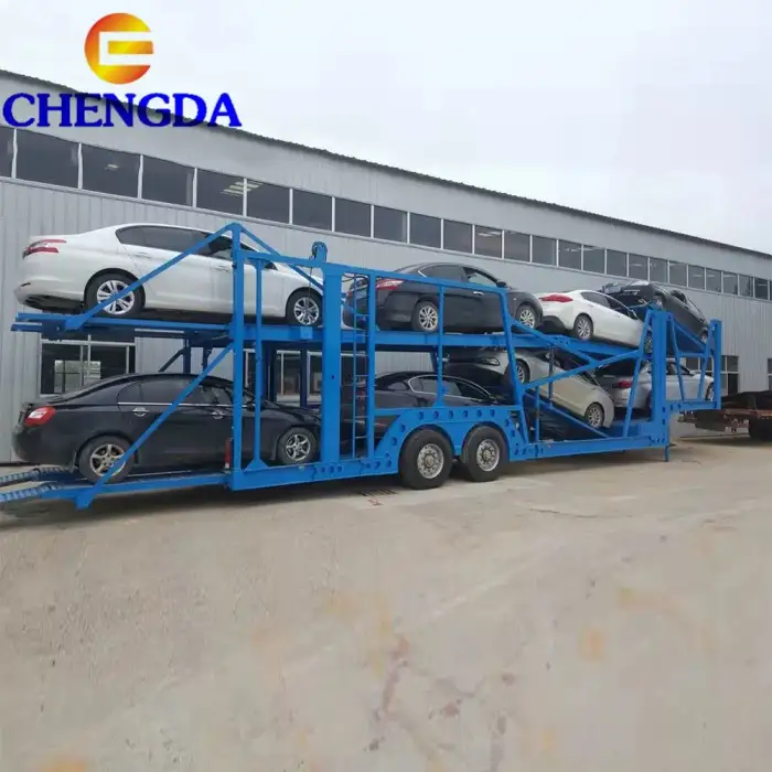 2 Axles Vehicle Transport Car Carrier Truck Trailer Hydraulic Car Transport Trailer