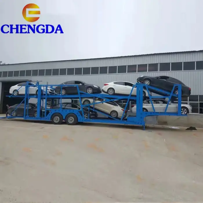 2 Axles Vehicle Transport Car Carrier Truck Trailer Hydraulic Car Transport Trailer