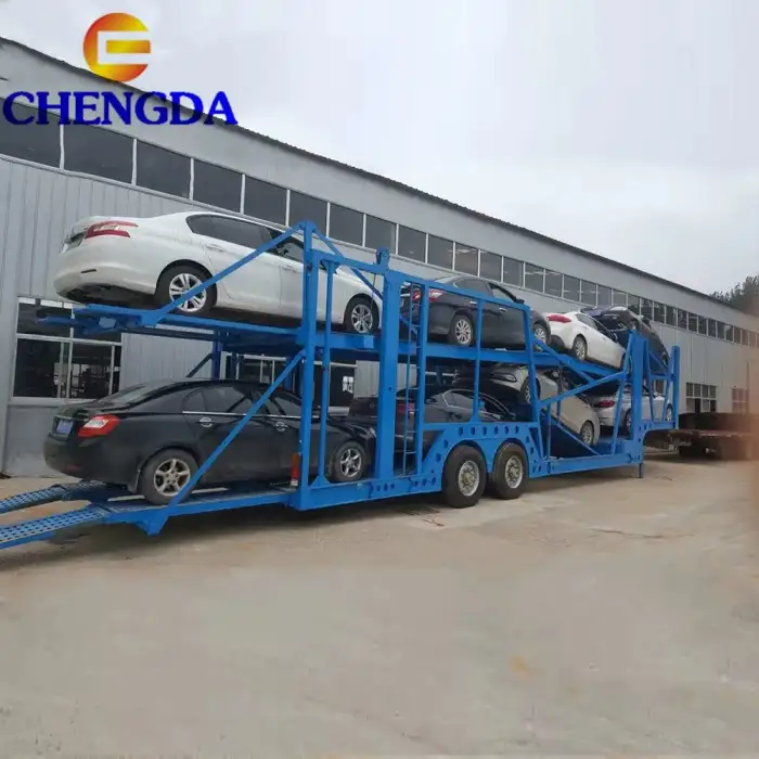 2 Axles Vehicle Transport Car Carrier Truck Trailer Hydraulic Car Transport Trailer