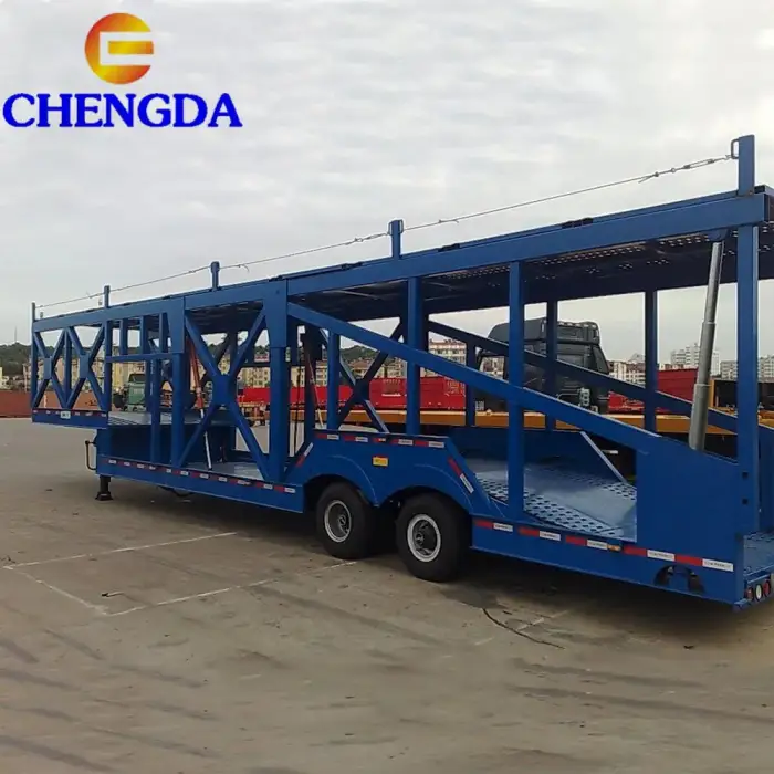 2 Axles Vehicle Transport Car Carrier Truck Trailer Hydraulic Car Transport Trailer