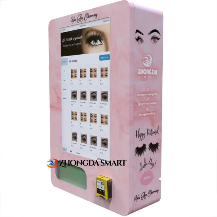 Pink Wall-Mounted Small Trading Card Vending Machine Beauty Vending Machines 1 year warranty