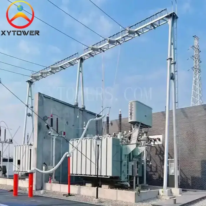 Dip Galvanised Tubular Electrical Power Substation Transformer Steel Structures